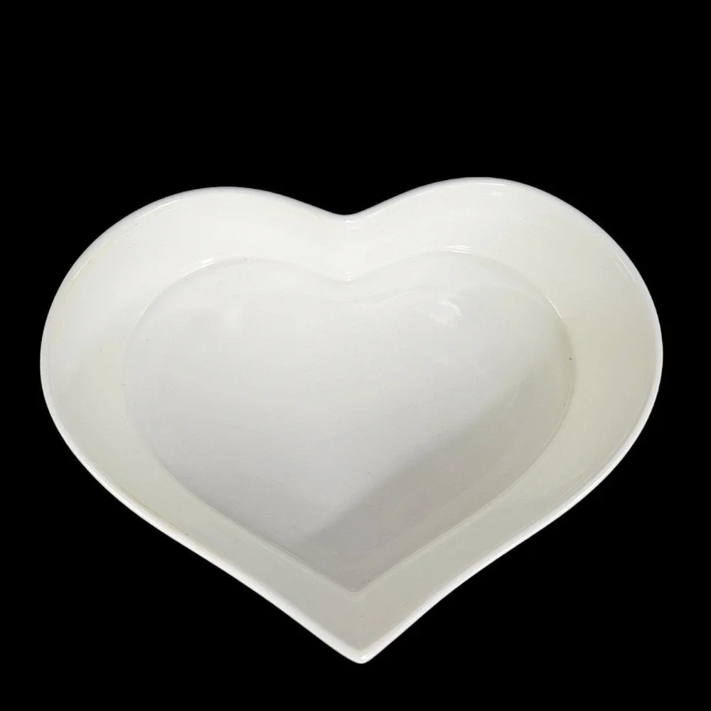 Christopher Stuart Floral Ribbon Heart Shape Box and Lid Y1516 Trinket Gold Trim
